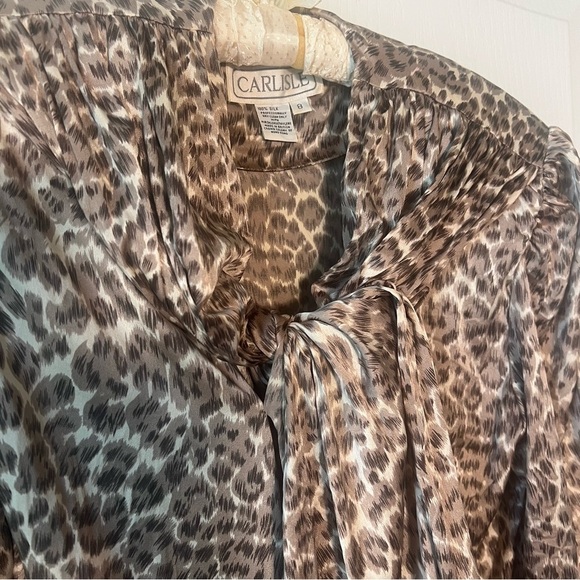 VINTAGE, Carlisle 100% Silk leopard print blouse, size 8 - Picture 4 of 7